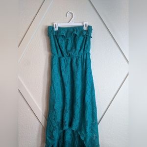 Trixxi turquoise lace strapless dress